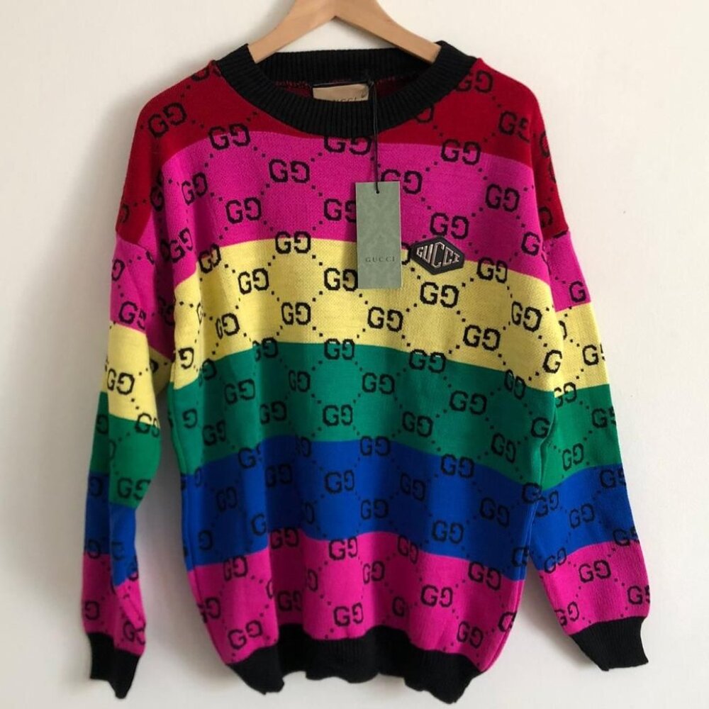 Women sweater long sleeve rainbow